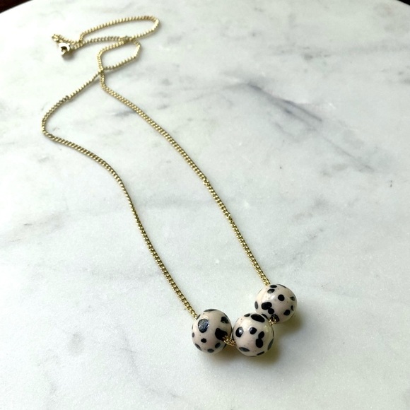 Polymer Clay Handmade Beaded Necklace Dalmatian Jasper - Picture 2 of 4